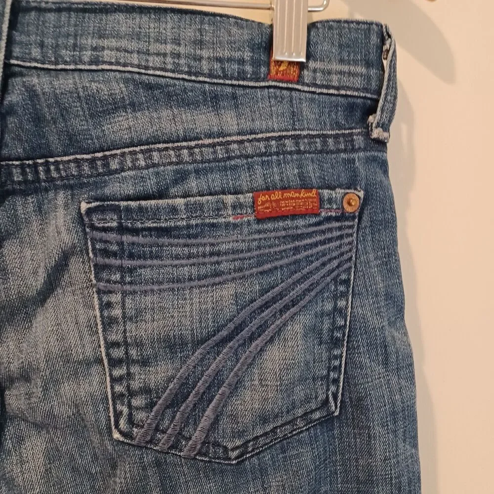 7 For All Mankind Dojo Bermuda Short Low Rise Cropped Flare Y2K 90's Blue Vtg 26